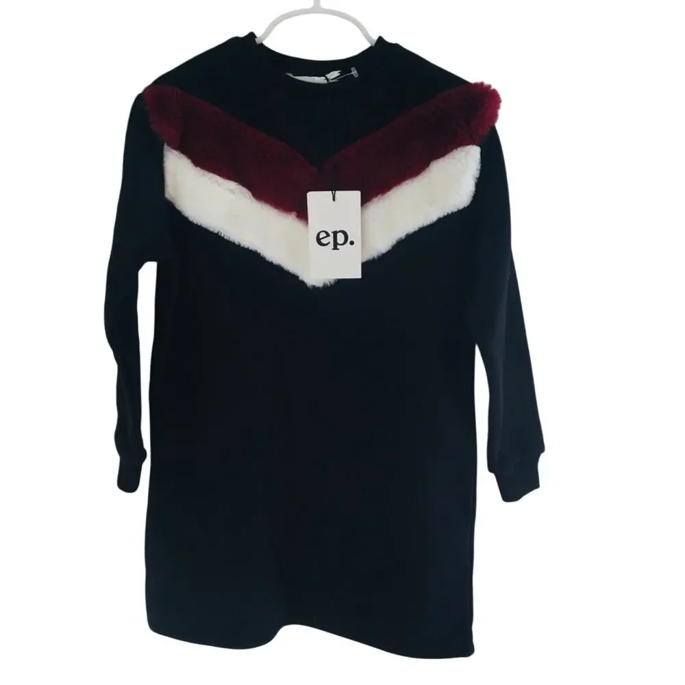 Eleven Paris kids chevron print dress long sleeve black